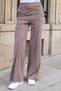Women's Modal Silky Lycra Fabric High Waist Front Stitched Pocketed Wide Leg Palazzo Trousers-Coffee - 5