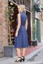 Women's Silky Modal Lycra-Free Fabric Wrap Double-Breasted Collar Pocketed Lace-Up Midi Length Below-Knee Dress-La - 6