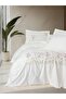3D Embroidered Double Satin Duvet Cover Set Zephy Ecru