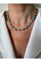 Gold Rock Necklace with Blue Beads - 2