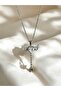 Zircon Stone Angel Wing Steel Necklace - 2