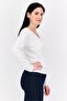Women Crew Neck Cable Knit Sweater, White - 2