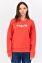 Women Crew Neck Long Sleeves Embroidered Logo Sweatshirt, Red