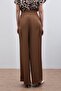 Satin Crepe Trousers with Waist Belt - Camel - 5