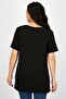 Women Round Neck Short Sleeve Knitted Top, Black - 3
