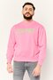 Men Crew Neck Brand Logo Long Sleeves Sweatshirt, Pink