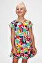 Cutouts Foliage Girls Patterned Short Sleeve Dress - 2