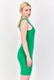 Women Ribbed Mini Dress, Green - 2