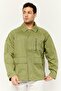 Men Solid Jacket Shirt, Olive