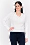 Women Crew Neck Cable Knit Sweater, White