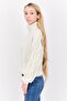 Women Turtle Neck Knitted Sweater, White - 2