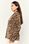Women V Neck Long Sleeve Animal Print Blouse, Multicolor - 3