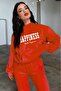 Happiness Tracksuit Set Sweatshirt Jogger - Red Printed Oversize Hooded Hooded - 3