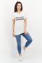Women Round Neck Short Sleeves Graphic Print T-Shirt, Cream - 4