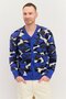 Men V Neck Long Sleeve Camouflage Cardigan, Multicolor