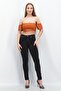 Women Off Shoulder Short Sleeve Solid Crop Top, Rust - 3