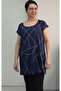 Navy Blue Print Size Whole Incoming Low Arm Combed Viscose T-Shirt - 2
