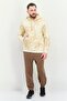 Men Brand Logo Long Sleeves Hooded Sweatshirt, Cream - 2