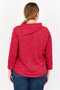 Women Mock Neck 3/4 Sleeves Metallic Blouse, Red - 3