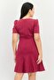 Women Textured Mini Dress, Maroon - 3