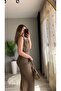 Padded Sleeves and Front Slit Dress - 4