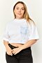 Women Crew Neck Short Sleeve Graphic Print Crop Top, White