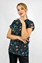 Unisex Navy Blue Floral Patterned Surgical Doctor Nurse Single Top Jersey - 2