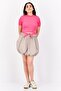 Women Mock Neck Short Sleeve Textured Top, Pink - 4
