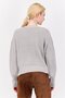 Women Ribbed Collar Knitted Sweater, Grey - 3