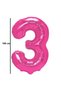 Balon, Flippy, Cifra, Model 3, 100 cm, , Roz - 2