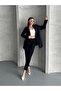 Single Button Navy Blue Double Suit - 2