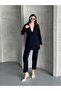 Single Button Navy Blue Double Suit - 3