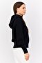 Women Embroidered Long Sleeves Hooded Sweatshirt, Black - 2