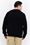 Men V-Neck Plain Long Sleeves Sweatshirt, Black - 4