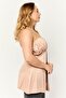 Women Tall Straight Across Neckline Strapless Plain Tube Top, Tan - 3