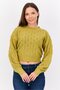 Women Pointelle Long Sleeves Sweaters, Mustard