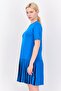 Women Pleated Mini Dress, Royal Blue - 2