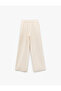 Elasticized Standard Waist Lined Viscose Pocket Wide Leg Trousers - 4