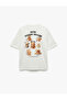 Short Sleeve Crew Neck Cotton Back Printed Oversize T-Shirt - 5