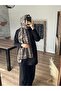 نمط الرجعية شال ناعم باللون الأسود والذهبي - 4