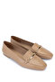 Women's Genuine Leather Beige Loafer Shoes - 2