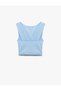 Slim Fit Crew Neck Wrap Fabric Backless Sleeveless T-Shirt - 4