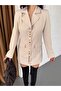 Women's Gold Snap Detailed Design Model Long Blazer Jacket Dress - 8