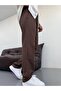 Men's Brown Elastic Waist Baggy Fit Linen Trousers - 3