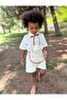 Shorts Cream Linen Button-Front Salopet + Short Sleeve Shirt + Rope - 2