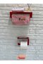Metal Red Set of 2 30cm Towel Rack and Toilet Paper Hanger