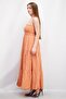 Women Ruffle Neck Sleeveless Textured Maxi Dress, Peach - 3