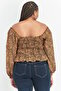Women Plus Size Off Shoulder Long Sleeve Animal Print Top, Brown - 3