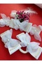 2 Pieces of Rubber Buckle with Tulle Butterfly and PearlsBandanaGold Plated and Figured Bracelet Set - 6