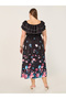 فستان ميدي بطبعة زهور بمقاس كبير وأكتاف مكشوفة - 5